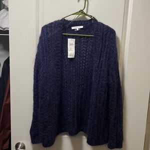 gerard darel loose weave navy blue sparkly cardigan